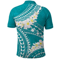 Polynesian Vintage Floral Polo Shirt Teal Motifs LT7 - Polynesian Pride