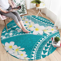 Polynesian Vintage Floral Round Carpet Teal Motifs - Polynesian Pride