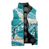 Polynesian Vintage Floral Sleeveless Puffer Jacket Teal Motifs LT7 - Polynesian Pride