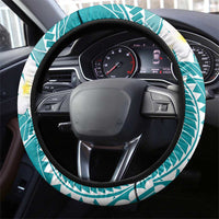 Polynesian Vintage Floral Steering Wheel Cover Teal Motifs LT7 - Polynesian Pride
