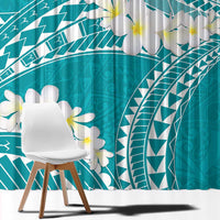Polynesian Vintage Floral Window Curtain Teal Motifs - Polynesian Pride
