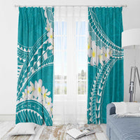 Polynesian Vintage Floral Window Curtain Teal Motifs - Polynesian Pride