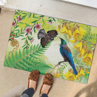 New Zealand Maori Mahuru Rubber Doormat Tui With Pikawakawa Spring Colors LT7 - Polynesian Pride