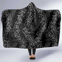 Hawaii Plumeria Lei Hooded Blanket Aloha Festive Vibe LT7 One Size Black - Polynesian Pride