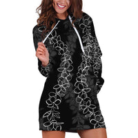 Hawaii Plumeria Lei Hoodie Dress Aloha Festive Vibe LT7 Black - Polynesian Pride