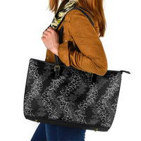 Hawaii Plumeria Lei Leather Tote Bag Aloha Festive Vibe LT7 Black - Polynesian Pride