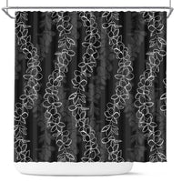 Hawaii Plumeria Lei Shower Curtain Aloha Festive Vibe LT7 Black - Polynesian Pride