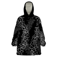 Hawaii Plumeria Lei Wearable Blanket Hoodie Aloha Festive Vibe LT7 One Size Black - Polynesian Pride