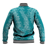 Hawaii Plumeria Lei Baseball Jacket Aloha Festive Vibe - Teal LT7 - Polynesian Pride