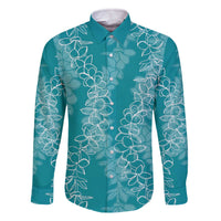 Hawaii Plumeria Lei Family Matching Off Shoulder Short Dress and Hawaiian Shirt Aloha Festive Vibe - Teal