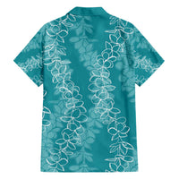 Hawaii Plumeria Lei Family Matching Puletasi and Hawaiian Shirt Aloha Festive Vibe - Teal