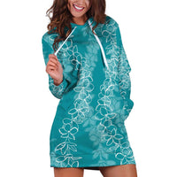 Hawaii Plumeria Lei Hoodie Dress Aloha Festive Vibe - Teal LT7 Teal - Polynesian Pride