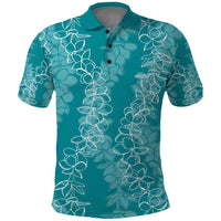 Hawaii Plumeria Lei Polo Shirt Aloha Festive Vibe - Teal