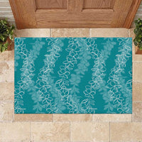 Hawaii Plumeria Lei Rubber Doormat Aloha Festive Vibe - Teal LT7 Teal - Polynesian Pride