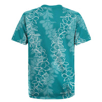 Hawaii Plumeria Lei Rugby Jersey Aloha Festive Vibe - Teal LT7 - Polynesian Pride
