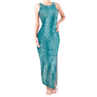 Hawaii Plumeria Lei Tank Maxi Dress Aloha Festive Vibe - Teal LT7 Women Teal - Polynesian Pride