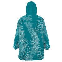 Hawaii Plumeria Lei Wearable Blanket Hoodie Aloha Festive Vibe - Teal LT7 - Polynesian Pride