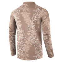 Hawaii Plumeria Lei Button Sweatshirt Aloha Festive Vibe - Beige LT7 - Polynesian Pride
