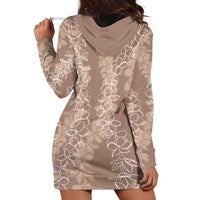 Hawaii Plumeria Lei Hoodie Dress Aloha Festive Vibe - Beige LT7 - Polynesian Pride