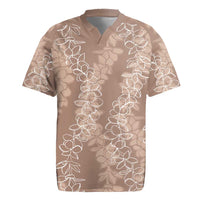 Hawaii Plumeria Lei Rugby Jersey Aloha Festive Vibe - Beige LT7 Beige - Polynesian Pride