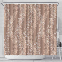 Hawaii Plumeria Lei Shower Curtain Aloha Festive Vibe - Beige LT7 - Polynesian Pride