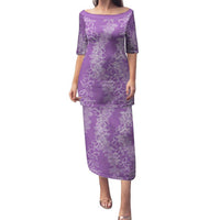 Hawaii Plumeria Lei Family Matching Puletasi and Hawaiian Shirt Aloha Festive Vibe - Violet