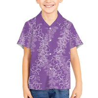 Hawaii Plumeria Lei Family Matching Tank Maxi Dress and Hawaiian Shirt Aloha Festive Vibe - Violet