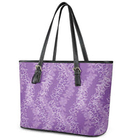 Hawaii Plumeria Lei Leather Tote Bag Aloha Festive Vibe - Violet LT7 - Polynesian Pride