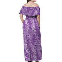 Hawaii Plumeria Lei Off Shoulder Maxi Dress Aloha Festive Vibe - Violet LT7 - Polynesian Pride