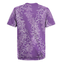Hawaii Plumeria Lei Rugby Jersey Aloha Festive Vibe - Violet LT7 - Polynesian Pride