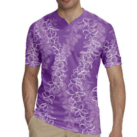 Hawaii Plumeria Lei Rugby Jersey Aloha Festive Vibe - Violet LT7 - Polynesian Pride