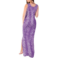 Hawaii Plumeria Lei Tank Maxi Dress Aloha Festive Vibe - Violet LT7 - Polynesian Pride