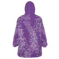 Hawaii Plumeria Lei Wearable Blanket Hoodie Aloha Festive Vibe - Violet LT7 - Polynesian Pride