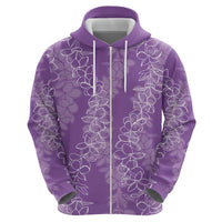 Hawaii Plumeria Lei Zip Hoodie Aloha Festive Vibe - Violet