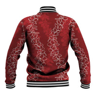 Hawaii Plumeria Lei Baseball Jacket Aloha Festive Vibe - Crimson LT7 - Polynesian Pride