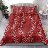 Hawaii Plumeria Lei Bedding Set Aloha Festive Vibe - Crimson LT7 - Polynesian Pride