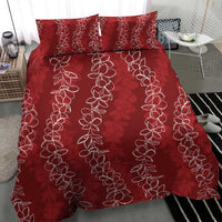 Hawaii Plumeria Lei Bedding Set Aloha Festive Vibe - Crimson LT7 - Polynesian Pride