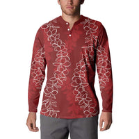 Hawaii Plumeria Lei Button Sweatshirt Aloha Festive Vibe - Crimson LT7 - Polynesian Pride