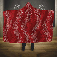 Hawaii Plumeria Lei Hooded Blanket Aloha Festive Vibe - Crimson LT7 - Polynesian Pride