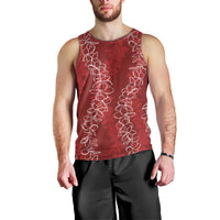 Hawaii Plumeria Lei Men Tank Top Aloha Festive Vibe - Crimson LT7 - Polynesian Pride