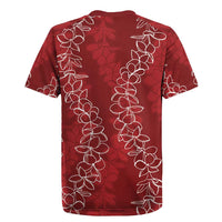 Hawaii Plumeria Lei Rugby Jersey Aloha Festive Vibe - Crimson LT7 - Polynesian Pride