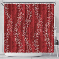 Hawaii Plumeria Lei Shower Curtain Aloha Festive Vibe - Crimson LT7 - Polynesian Pride
