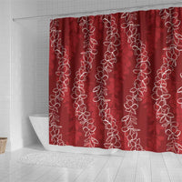 Hawaii Plumeria Lei Shower Curtain Aloha Festive Vibe - Crimson LT7 - Polynesian Pride