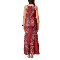 Hawaii Plumeria Lei Tank Maxi Dress Aloha Festive Vibe - Crimson LT7 - Polynesian Pride
