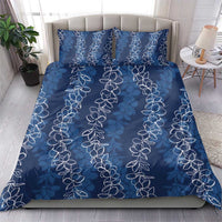 Hawaii Plumeria Lei Bedding Set Aloha Festive Vibe - Navy Blue LT7 - Polynesian Pride