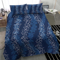 Hawaii Plumeria Lei Bedding Set Aloha Festive Vibe - Navy Blue LT7 - Polynesian Pride