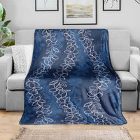 Hawaii Plumeria Lei Blanket Aloha Festive Vibe - Navy Blue LT7 - Polynesian Pride