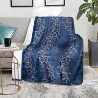Hawaii Plumeria Lei Blanket Aloha Festive Vibe - Navy Blue LT7 - Polynesian Pride