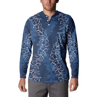 Hawaii Plumeria Lei Button Sweatshirt Aloha Festive Vibe - Navy Blue LT7 - Polynesian Pride