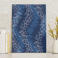 Hawaii Plumeria Lei Canvas Wall Art Aloha Festive Vibe - Navy Blue LT7 Without Frame Navy Blue - Polynesian Pride